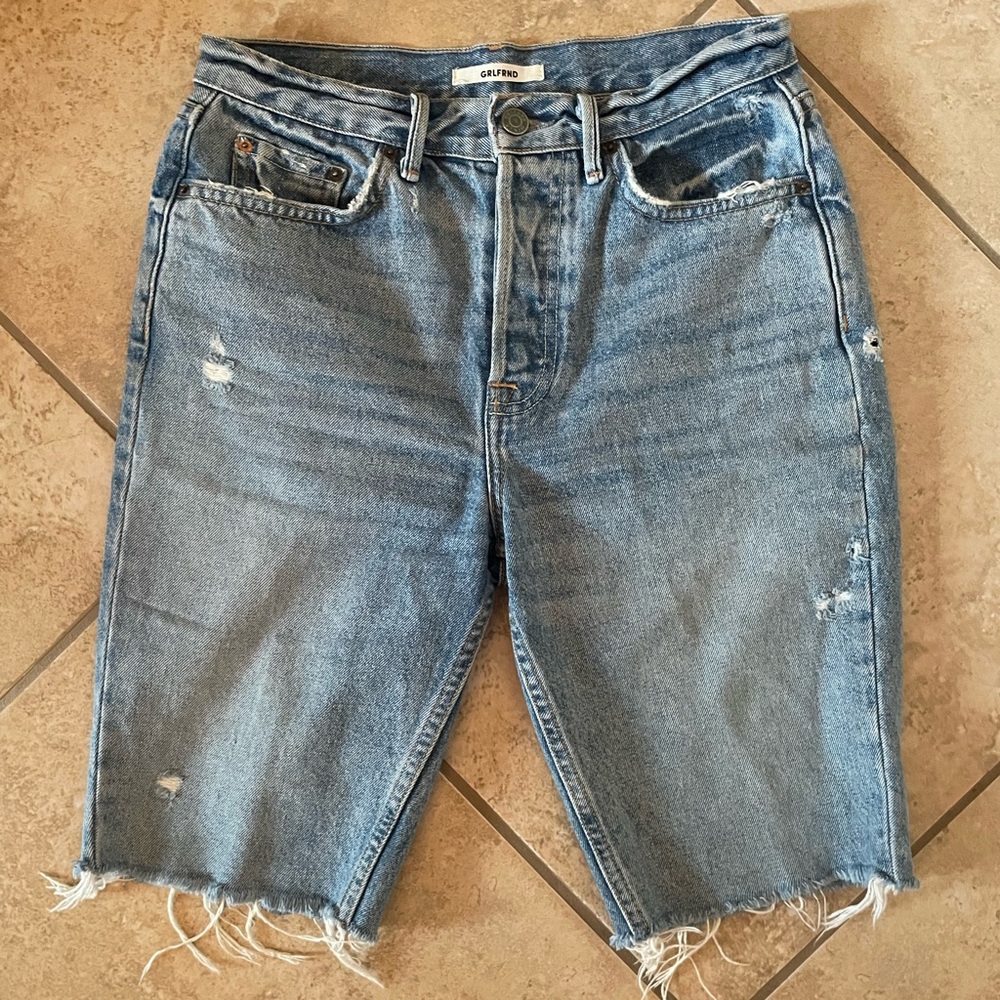 Revolve Grlfrnd Distressed Denim Jort shorts
